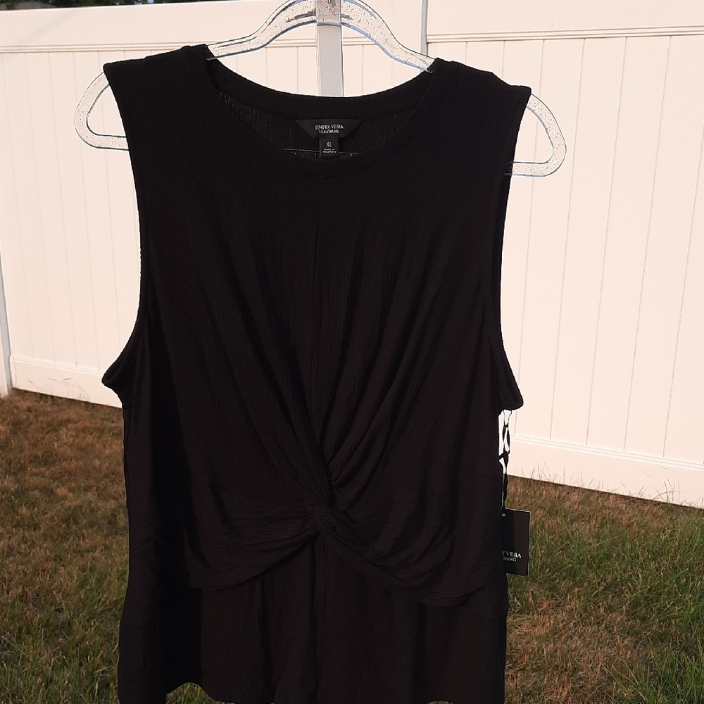 Simply Vera Vera Wang Black Twist-Front Tank